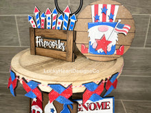 Load image into Gallery viewer, Gnome Fourth Of July Tiered Tray File SVG, American USA Tier Tray, Glowforge, LuckyHeartDesignsCo