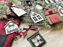 Load image into Gallery viewer, Christmas Houses Ornament File SVG, Glowforge Shiplap Farmhouse, LuckyHeartDesignsCo