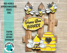 Load image into Gallery viewer, Bee Honey Interchangeable Fence File SVG, Glowforge, LuckyHeartDesignsCo
