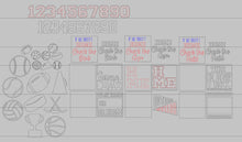 Load image into Gallery viewer, Sports Interchangeable Leaning Sign File SVG, Tiered Tray Glowforge, LuckyHeartDesignsCo