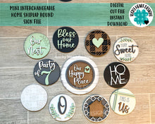 Load image into Gallery viewer, Interchangeable Home Shiplap Round for Tiered Tray File SVG, Glowforge Laser, LuckyHeartDesignsCo