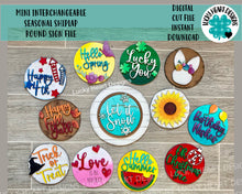 Load image into Gallery viewer, Interchangeable Seasonal Shiplap Round for Tiered Trays File SVG, Seasonal Shapes, Glowforge Laser, LuckyHeartDesignsCo