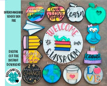 Load image into Gallery viewer, Interchangeable School Sign, SVG FILE glowforge door hanger