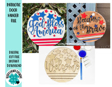 Load image into Gallery viewer, Patriotic Door Hanger File SVG, USA 4th of July America, Glowforge Laser, Lucky Heart DesignsCo