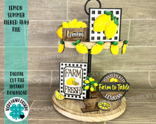 Load image into Gallery viewer, Lemon Summer Tiered Tray File SVG, Glowforge, Tier Tray Fruit, LuckyHeartDesignsCo