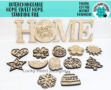 Load image into Gallery viewer, Interchangeable Home Sweet Home Standing File SVG, Glowforge Sign