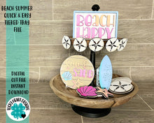 Load image into Gallery viewer, Beach Summer Quick and Easy Tiered Tray File SVG, Glowforge Tier Tray, LuckyHeartDesignsCo