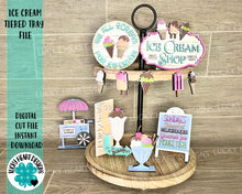 Load image into Gallery viewer, Vintage Ice Cream Summer Tiered Tray File SVG, Tier Tray Glowforge, LuckyHeartDesignsCo
