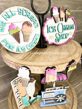Load image into Gallery viewer, Vintage Ice Cream Summer Tiered Tray File SVG, Tier Tray Glowforge, LuckyHeartDesignsCo