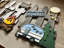 Load image into Gallery viewer, Camping Interchangeable Fence File SVG, Camper, S'Mores, Glowforge, LuckyHeartDesignsCo