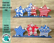 Load image into Gallery viewer, Standing Star Trio Fourth Of July File SVG, Glowforge, LuckyHeartDesignsCo