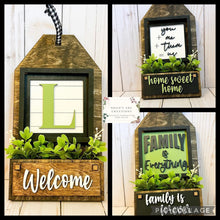 Load image into Gallery viewer, Tag Style Interchangeable Leaning Sign File SVG, Glowforge, LuckyHeartDesignsCo