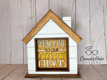 Load image into Gallery viewer, Standing House Interchangeable Leaning Sign File SVG, Glowforge, LuckyHeartDesignsCo