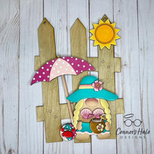 Load image into Gallery viewer, Summer Beach Gnome Interchangeable Fence File, Glowforge, LuckyHeartDesignsCo