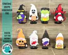 Load image into Gallery viewer, Gnome Halloween Standing File SVG, Glowforge Tiered Tray, LuckyHeartDesignsCo