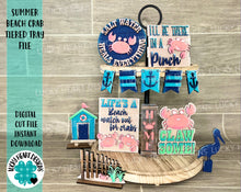 Load image into Gallery viewer, Summer Beach Crab Tiered Tray File SVG, Tier Tray Glowforge, LuckyHeartDesignsCo
