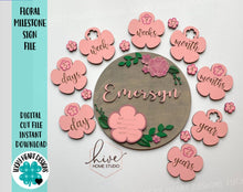 Load image into Gallery viewer, Floral Milestone Sign, SVG FILE glowforge flowers