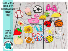 Load image into Gallery viewer, Extra Shapes for the 15" Interchangeable Truck File SVG, Glowforge Laser, LuckyHeartDesignsCo