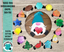 Load image into Gallery viewer, 5.5" Tiered Tray Interchangeable Gnome File SVG, Glowforge, Tier Tray