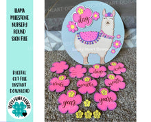 Load image into Gallery viewer, Baby Llama Milestone Sign File SVG, Glowforge Laser, Nursery, LuckyHeartDesignsCo