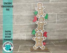 Load image into Gallery viewer, Stacking Gingerbread Christmas File SVG, GLOWFORGE, LuckyHeartDesignsCo