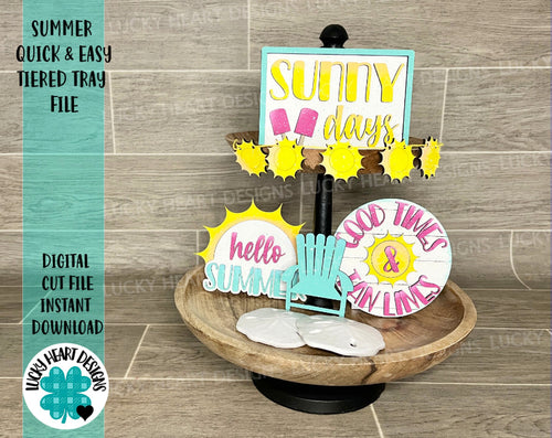 Summer Quick and Easy Tiered Tray File SVG, Glowforge DIY KIT, LuckyHeartDesignsCo