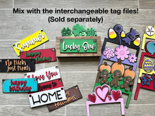 Load image into Gallery viewer, Teacher Desk Box Interchangeable leaning sign File SVG, Glowforge School, LuckyHeartDesignsCo
