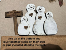Load image into Gallery viewer, Standing Snowman Family File SVG, Glowforge Farmhouse, LuckyHeartDesignsCo
