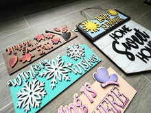 Load image into Gallery viewer, Seasonal Interchangeable Banner Door Hanger File SVG, Glowforge, LuckyHeartDesignsCo
