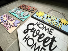 Load image into Gallery viewer, Seasonal Interchangeable Banner Door Hanger File SVG, Glowforge, LuckyHeartDesignsCo