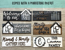 Load image into Gallery viewer, Family/Home Bundle for Interchangeable Banner File SVG, Glowforge, LuckyHeartDesignsCo