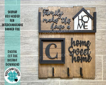 Load image into Gallery viewer, Shiplap Key Holder for the Interchangeable Banner File SVG, Glowforge, LuckyHeartDesignsCo