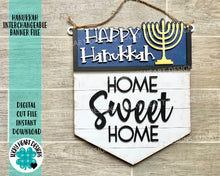 Load image into Gallery viewer, Happy Hanukkah Interchangeable Banner File SVG, Glowforge, LuckyHeartDesignsCo