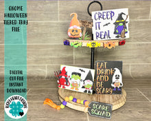 Load image into Gallery viewer, Gnome Halloween Tiered Tray File SVG, Glowforge Tier Tray, LuckyHeartDesignsCo