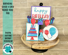 Load image into Gallery viewer, Birthday Quick and Easy Tiered Tray File SVG, Glowforge Tier Tray, LuckyHeartDesignsCo