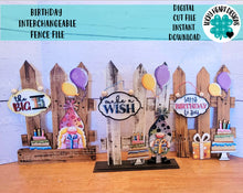 Load image into Gallery viewer, Gnome Birthday Interchangeable Fence File SVG, Glowforge, LuckyHeartDesignsCo