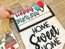 Load image into Gallery viewer, Birthday Interchangeable Banner Sign File, Glowforge, LuckyHaertDesignsCo