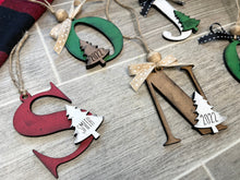 Load image into Gallery viewer, Initial Tree Christmas Ornament File SVG, Glowforge, LuckyHeartDesignsCo