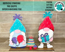 Load image into Gallery viewer, Birthday Standing Tall Gnome Interchangeable File SVG, Glowforge, LuckyHeartDesignsCo