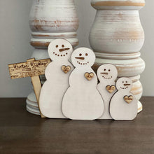 Load image into Gallery viewer, Standing Snowman Family File SVG, Glowforge Farmhouse, LuckyHeartDesignsCo
