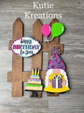 Load image into Gallery viewer, Gnome Birthday Interchangeable Fence File SVG, Glowforge, LuckyHeartDesignsCo
