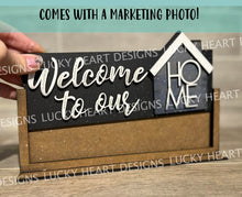 Load image into Gallery viewer, Countertop Desk Holder for the Interchangeable Banner Inserts File SVG, Glowforge, LuckyHeartDesignsCo