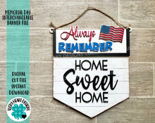 Load image into Gallery viewer, Memorial Day Interchangeable Banner File SVG, Glowforge, LuckyHeartDesignsCo