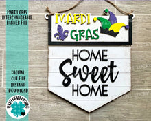 Load image into Gallery viewer, Mardi Gras Interchangeable Banner File SVG, Glowforge, LuckyHeartDesignsCo