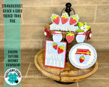 Load image into Gallery viewer, Strawberry Quick and Easy Tiered Tray File SVG, Glowforge Summer, luckyHeartDesignsCo