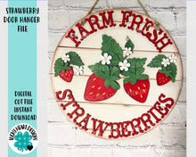 Load image into Gallery viewer, Strawberry Door Hanger File SVG, Glowforge Summer Sign, LuckyHeartDesignsCo