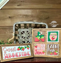 Load image into Gallery viewer, Strawberry Interchangeable Leaning Sign File SVG, Sweet Summer, Glowforge, LuckyHeartDesignsCo