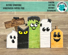 Load image into Gallery viewer, Rustic Standing Halloween Family File SVG, Glowforge, LuckyHeartDesignsCo