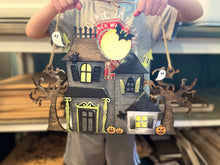 Load image into Gallery viewer, Large Haunted House Door Hanger Sign File SVG, Glowforge, LuckyHeartDesignsCo