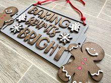 Load image into Gallery viewer, Baking Spirits Bright Gingerbread Pan Door Hanger File SVG, Glowforge Christmas, LuckyHeartDesignsCo